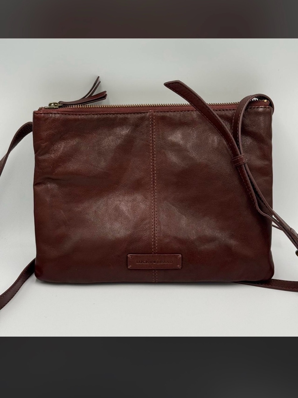 Lucky Brand Leather Crossbody in Rich Brown